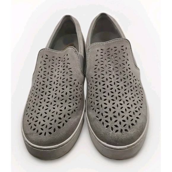 Vionic Suede Splendid Kani Loafer Women 7.5 Grey Laser Cut Shoes Msrp $130 #74 - Picture 2 of 6